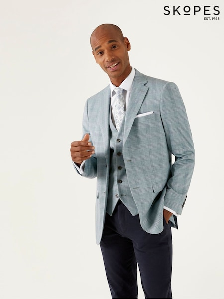 Skopes Light Blue Tailored Fit Montalvo Check Jacket (B21488) | €79