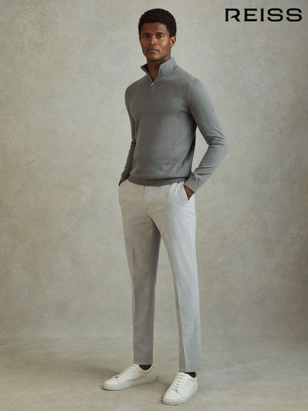 Reiss Dusty Green Blackhall Merino Wool Half-Zip Funnel Neck Jumper (B21568) | €95