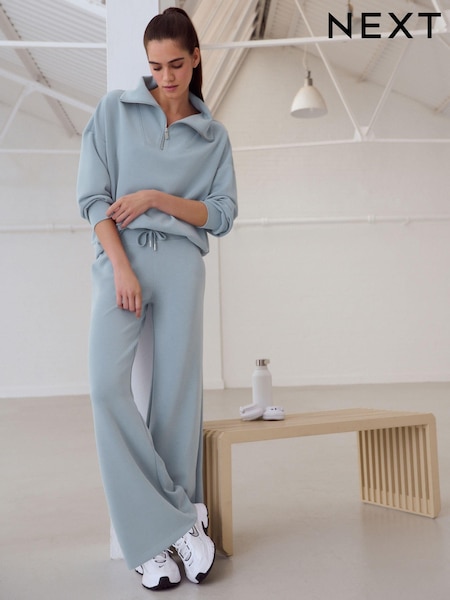 Pale Blue Soft Touch Wide Leg Joggers (B21584) | 100 QAR