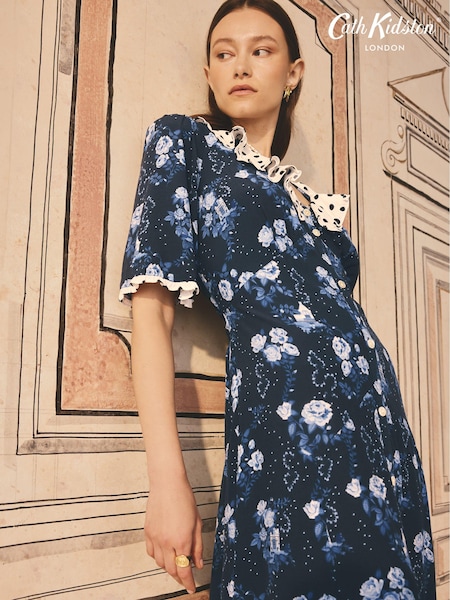 Cath Kidston Blue Dilly Dolly Button Down Dress (B21759) | €172