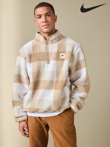 Beige - Nike Club Winterized Sherpa Quarter Zip Fleece Top (B21798) | kr1 477