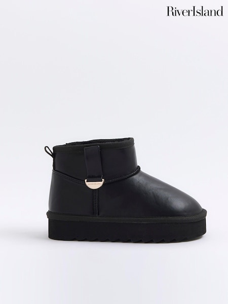 River Island Black Girls Faux Fur Lined Boots (B21808) | €40