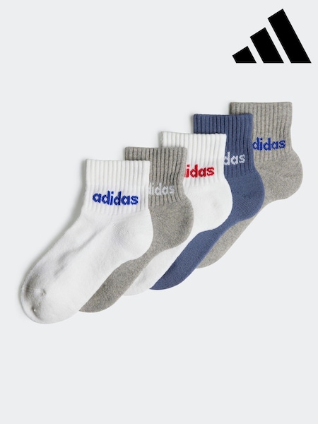 Blau/Grau - adidas Kids Linear Ankle Socks 5 Pairs (B21857) | 16 €