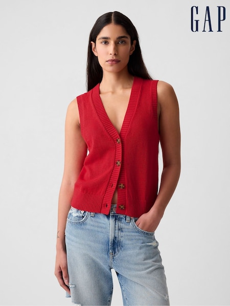Rot - Gap Linen Blend Soft Knitted Waistcoat (B21889) | 23 €