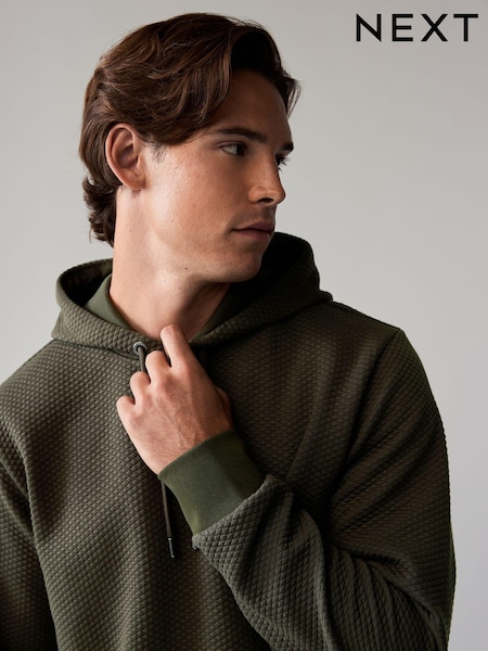 Khaki Green Textured Overhead Hoodie (B21908) | €48