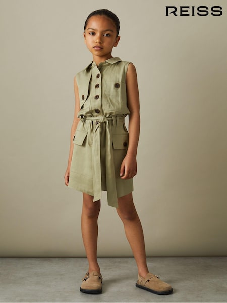 Reiss Khaki Lola 4-9 yrs Utility Style Belted Dress (B21956) | €94