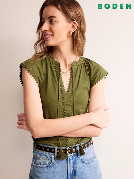 Boden Green Millie Trim Detail Top (B21975) | €16