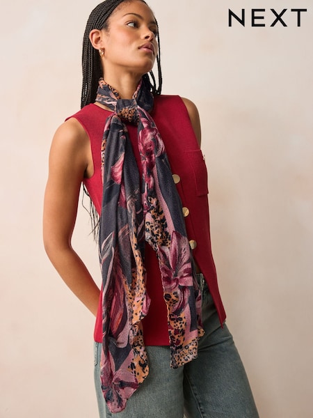 Scenic Floral Leopard Lightweight Scarf (B22003) | €20
