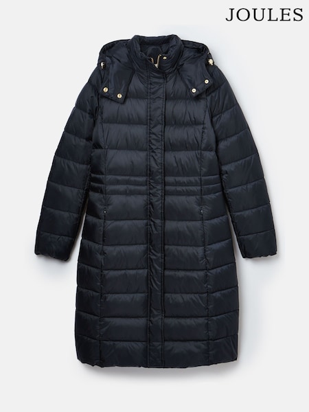 Joules Navy Blue Showerproof Longline Padded Coat With Hood (B22090) | AED524