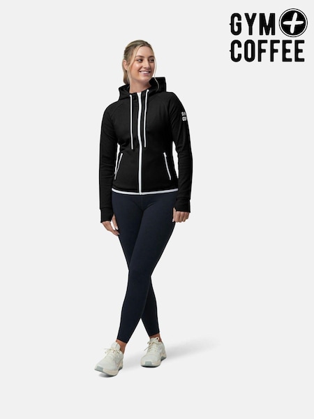 שחור - Gym + Coffee קפוצ'ון עם רוכסן לנשים, דגם Chill (B22093) | ‏327‏₪