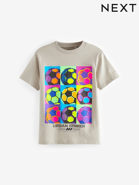 صخري فسفوري - لكرة القدم - Regular Fit Short Sleeve Graphic 100% Cotton T-Shirt (3-16yrs) (B22178) | ‏30 ر.ق. - ‏45 ر.ق.