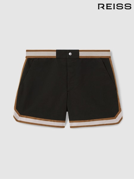 Reiss Black Baller - Che Contrast Stripe Elasticated Waist Swim Shorts (B22331) | €145