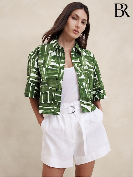 Banana Republic Green The Boxy Crop Short-Sleeve Shirt (B22355) | €52
