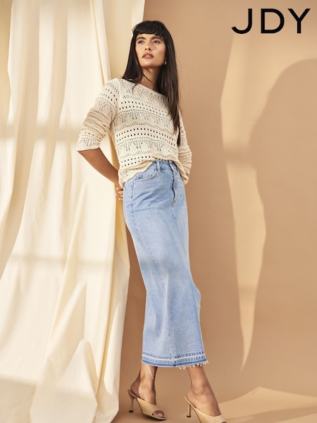 JDY Blue Split Front Denim Maxi Skirt (B22403) | €21