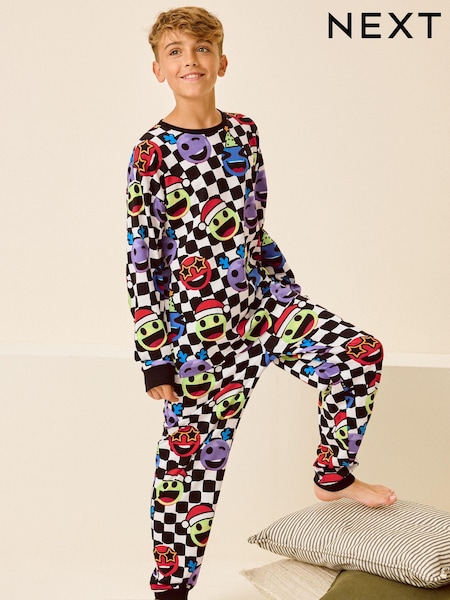 Multi Checkerboard Faces Single Long Sleeve 100% Cotton Pyjamas (3-16yrs) (3-16yrs) (B22474) | AED46 - AED63