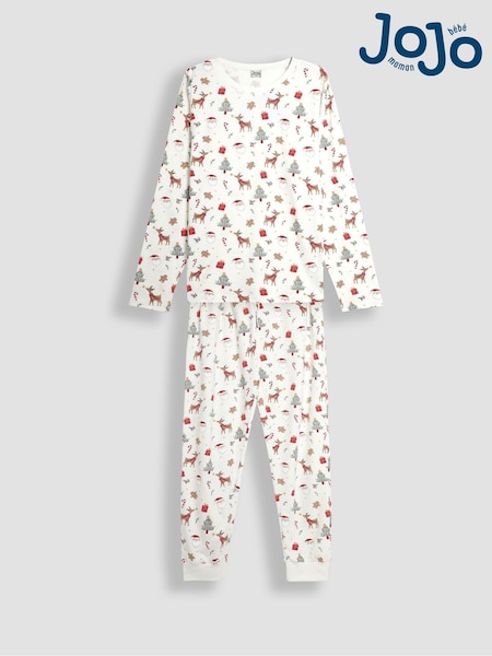 JoJo Maman Bébé Cream Mens Christmas Print Pyjamas Set (B22523) | €63