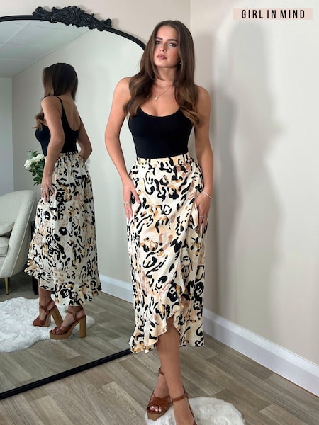Girl In Mind Leopard Emily Frill Detail Wrap Skirt (B22639) | €21