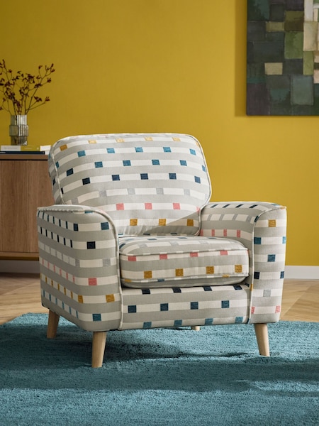 Chunky Stripe Geo Grey Oak Effect Leg Stamford Armchair (B22646) | €520