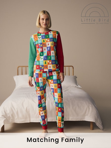 Little Bird by Jools Oliver Multi Adult Colourful Christmas Advent Calendar 100% Cotton Pyjamas (B22692) | €25