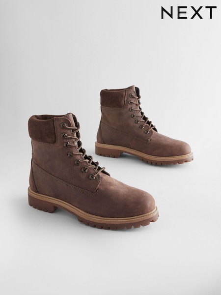 Brown Leather Lace-Up Boots (B22730) | AED315
