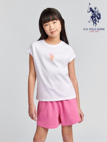 U.S. Polo Assn. Natural Girls Ombre Bermuda 100% Cotton Shorts & T-Shirt Set (B22745) | €46 - €56