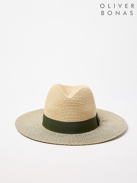 Oliver Bonas Green Twist Bow Fedora Hat (B22752) | AED81