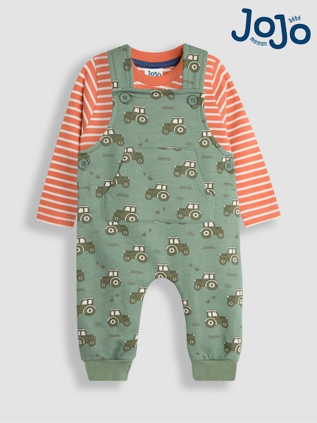 JoJo Maman Bébé Khaki Print Dungarees & Top Set (B22850) | R$ 265