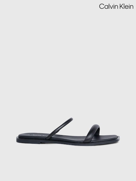 Calvin Klein Black Flat Leather Slides (B22895) | €70