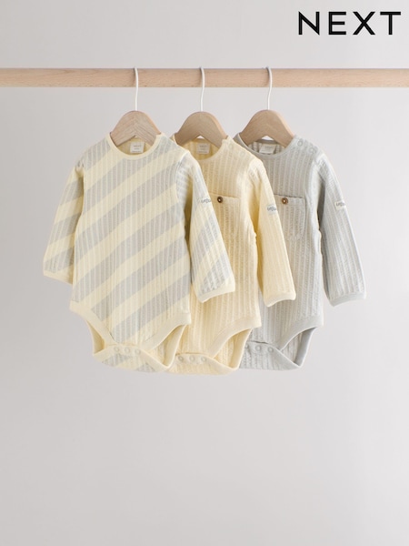 Gris/crema - Baby Long Sleeve Bodysuits 3 Pack (0mths-2yrs) (B23062) | 25 € - 28 €