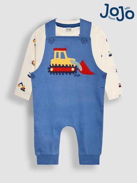 JoJo Maman Bébé Blue Construction Vehicle Appliqué Dungarees & Top Set (B23069) | 1,622 UAH
