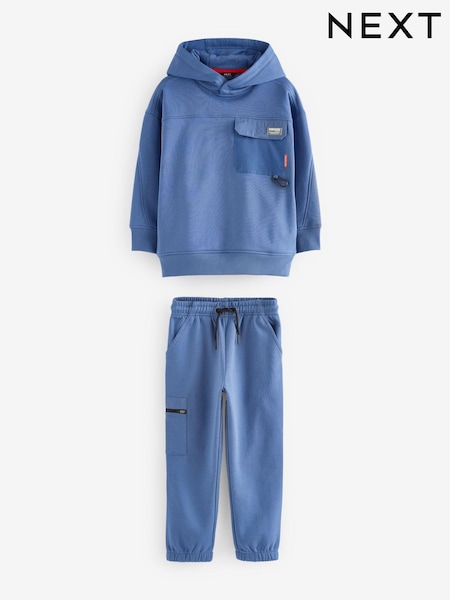 כחול  - Utility Style Hoodie & Joggers Set (3-16yrs) (B23098) | ‏143‏₪ - ‏176‏ ₪