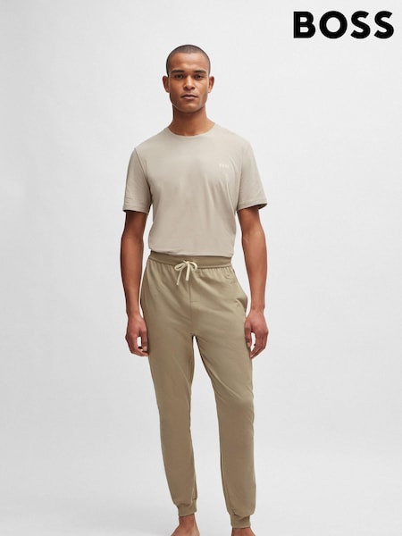 Beige - BOSS Embroidered Logo Stretch Cotton Joggers (B23112) | 22 €