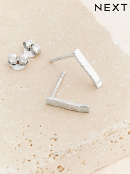 Argint masiv - Hammered Bar Stud Earrings (B23155) | 77 LEI