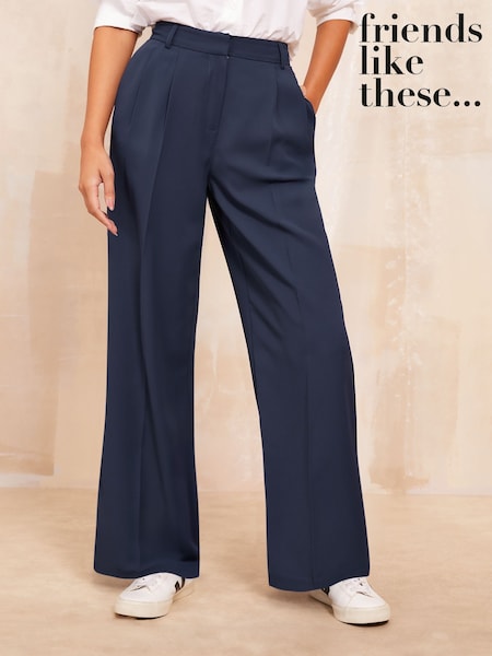 Friends Like These Premium Wide Leg Smart Trousers (B23208) | 132 LEI