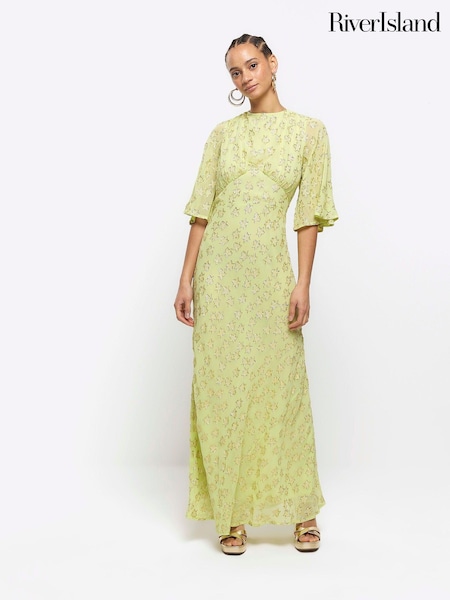 River Island Lime Green Glitter Star Maxi Dress (B23282) | € 44