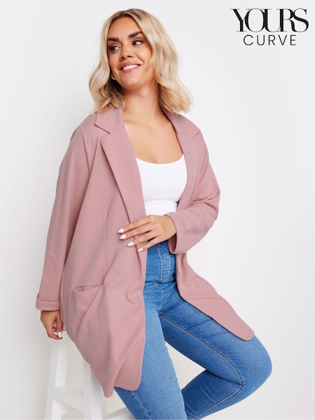 Różowy - Teksturowany blezer Yours Curve (B23425) | 245 zł