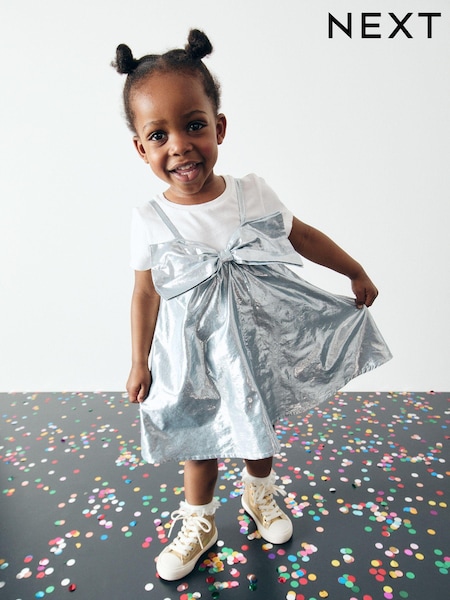 أزرق - Party Bow Dress And T-Shirt Set (3mths-8yrs) (B23460) | ‏6 ر.ع.‏ - ‏8 ر.ع.‏