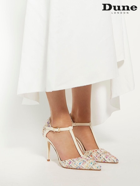 Dune London Cream Casta T-Bar Open Courts (B23554) | €58