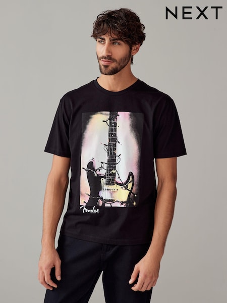 Black Fender 100% Cotton Licence Christmas T-Shirt (B23617) | €11