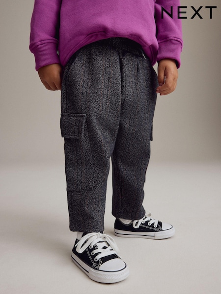 Charcoal Grey And Navy Blue Patterned Cargo Pocket Jersey Joggers (3mths-7yrs) (B23634) | AED49 - AED56
