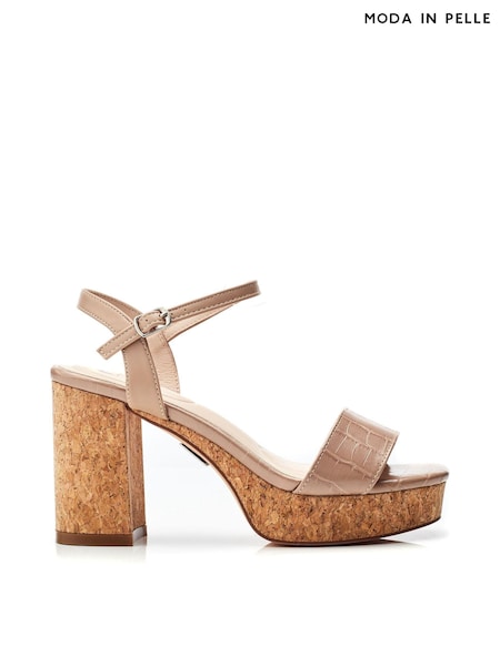 Moda in Pelle Lysha Two Part Cork Platform Sandals (B23635) | 220 QAR