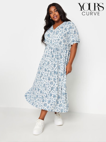 Yours Curve White LIMITED COLLECTION Vintage Floral Textured Midaxi Dress (B23656) | €48