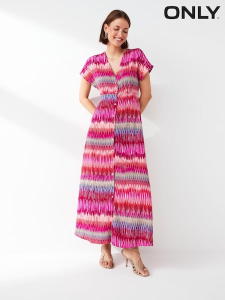 ONLY Printed Short Sleeve Button Through Maxi Dress (B23663) | 25 €