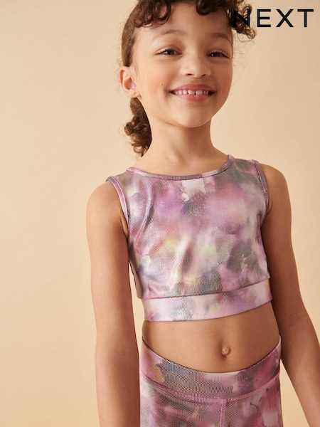 Pink Floral Tie Dye Sports Crop Top (5-16yrs) (B23727) | €7 - €10