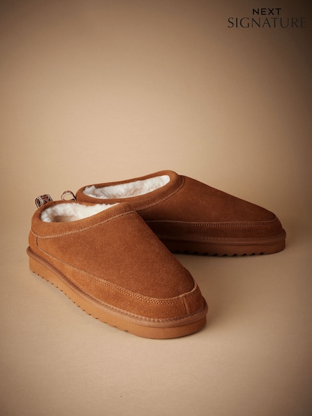 חום בהיר - Signature Suede Slippers (B23796) | ‏121‏₪