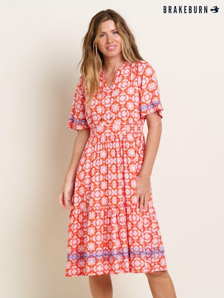 Brakeburn Pink Moroccan Tile Midi Dress (B23799) | AED204