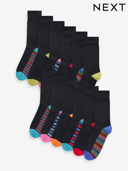 Black Stripe 12 Pack Mens Cotton Rich Black Socks (B23818) | €29