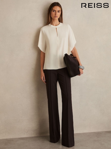 Elfenbein - Reiss Tania Top mit drapierten Ärmeln (B23911) | 150 €