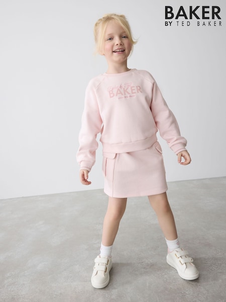 Baker by Ted Baker Pink 100% Cotton Sweat Top and Cargo Skirt Set (B23942) | $61 - $73