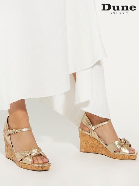 Dune London Gold Kaino Knotted Wedges (B23971) | €126